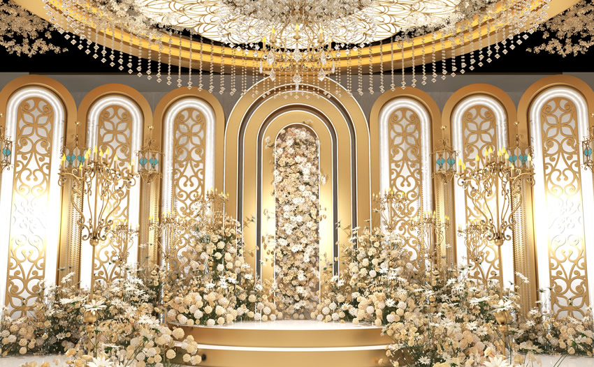 安州香槟色调婚礼堂效果展示